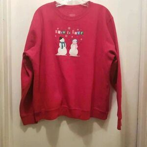 Hanes Snow in Love Red Christmas Sweatshirt Sz XXL